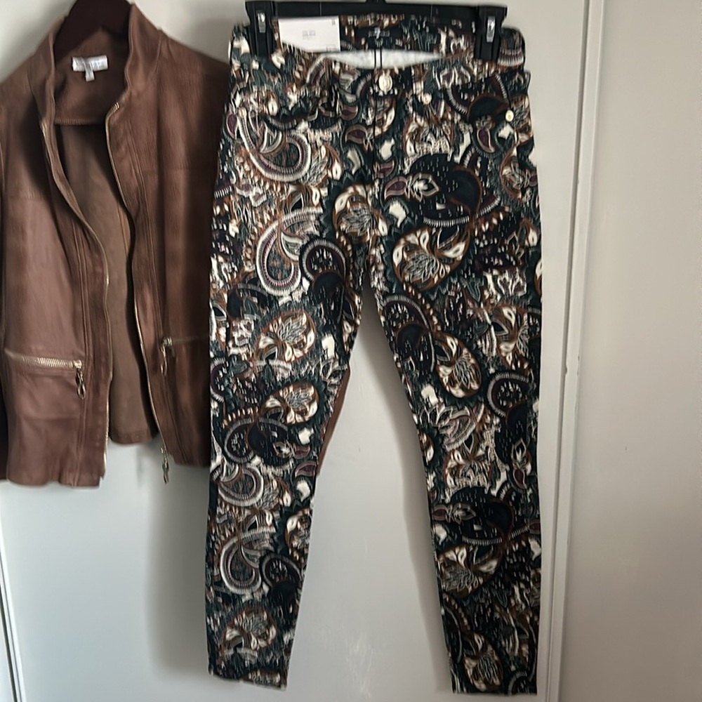 NWT 7 For All Mankind Women’s Ankle Super Skinny Stretch Paisley Print Pant